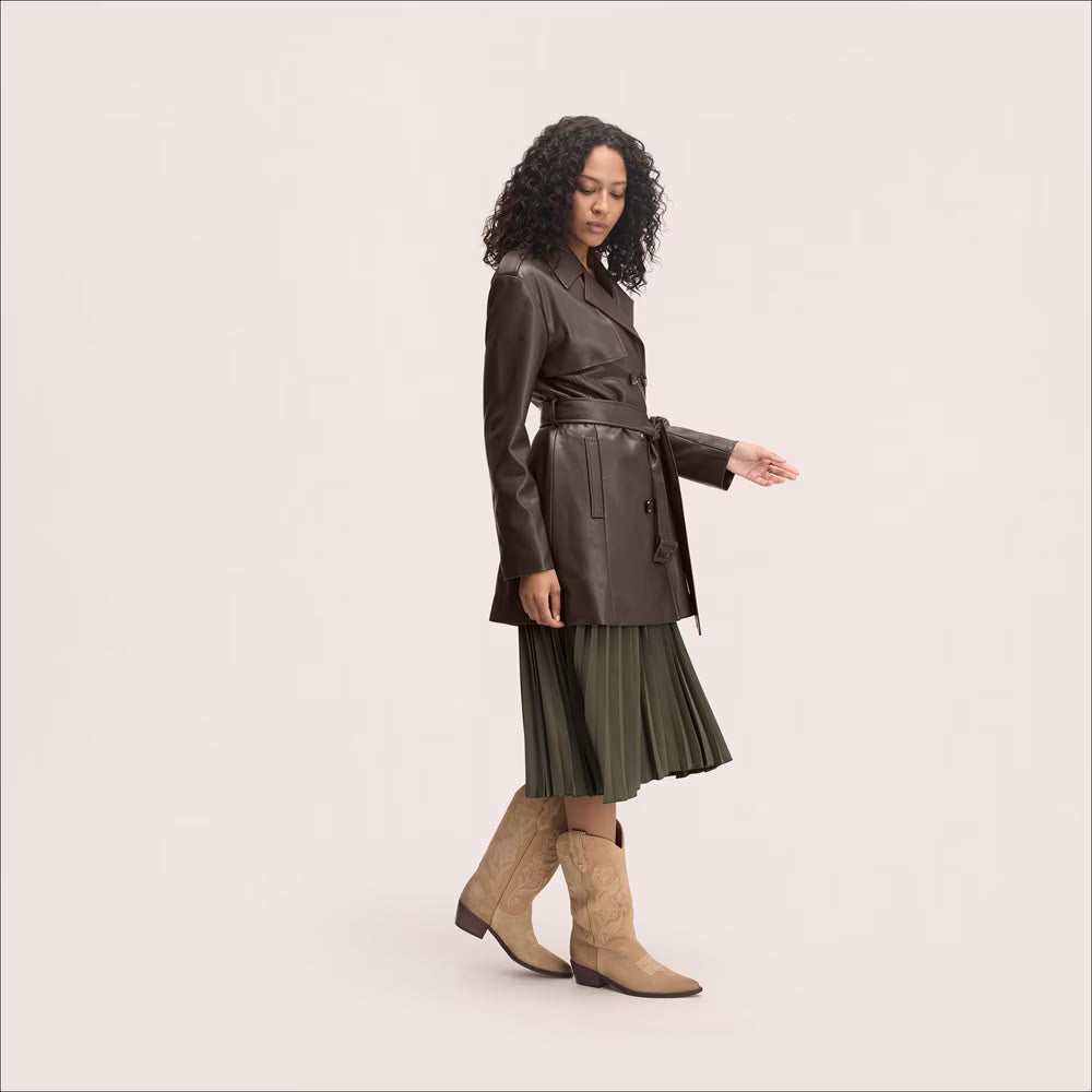 Belted Leather Trench