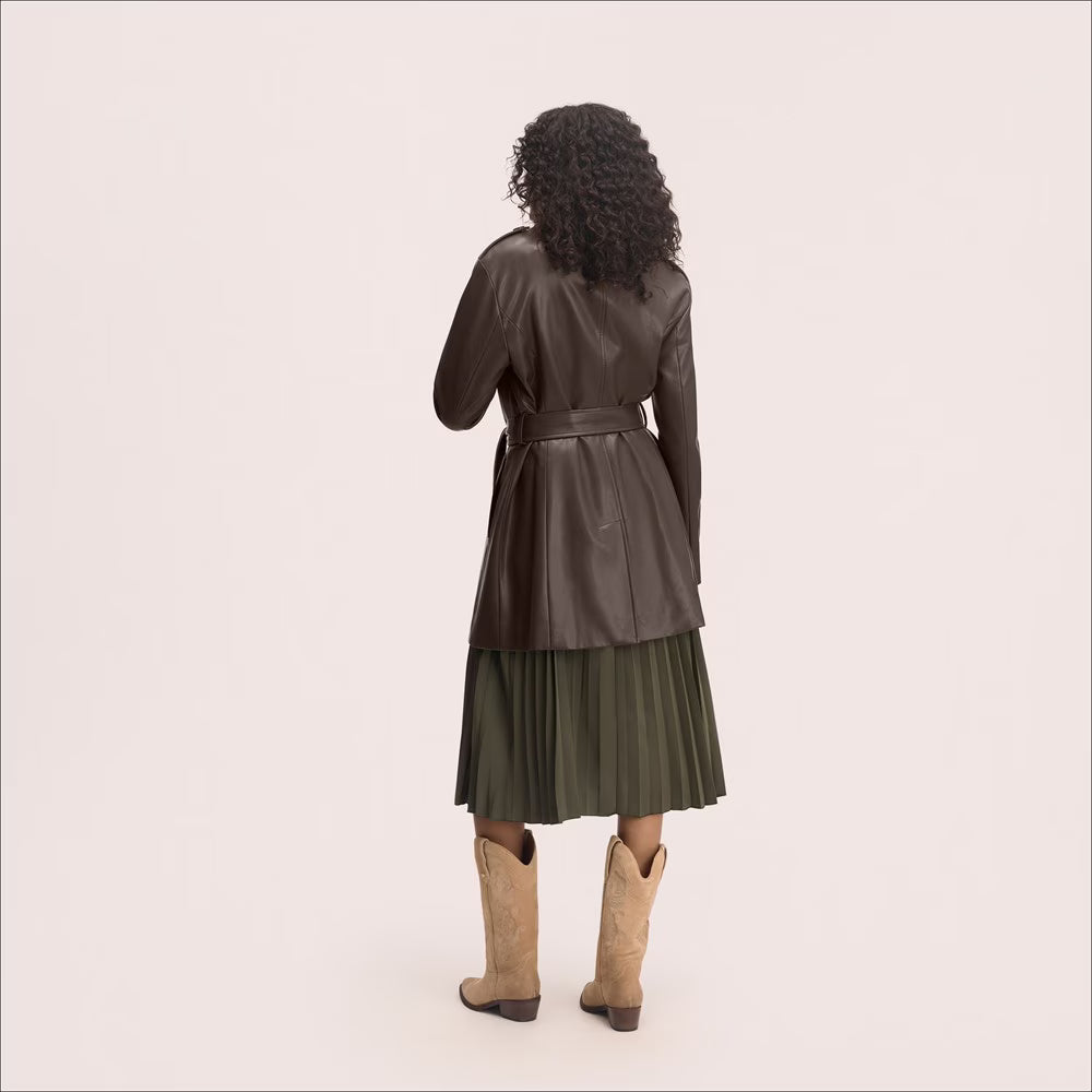 Belted Leather Trench