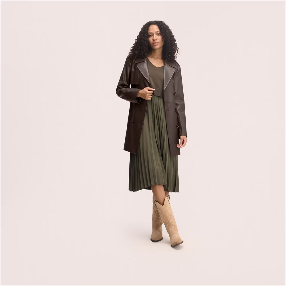 Belted Leather Trench