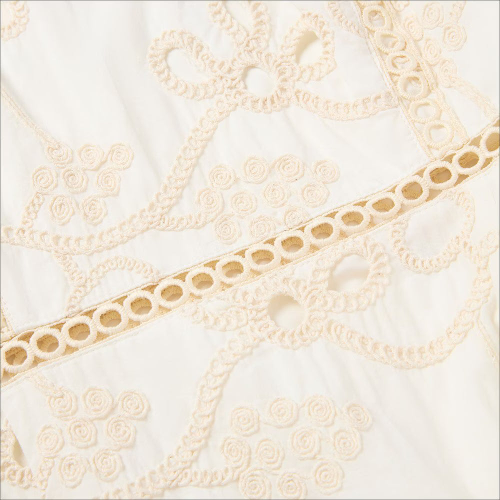 Rope Embroidery Eyelet Maxi Dress