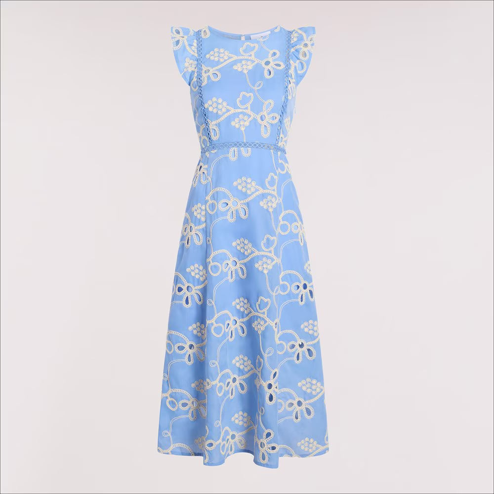 Rope Embroidery Eyelet Maxi Dress