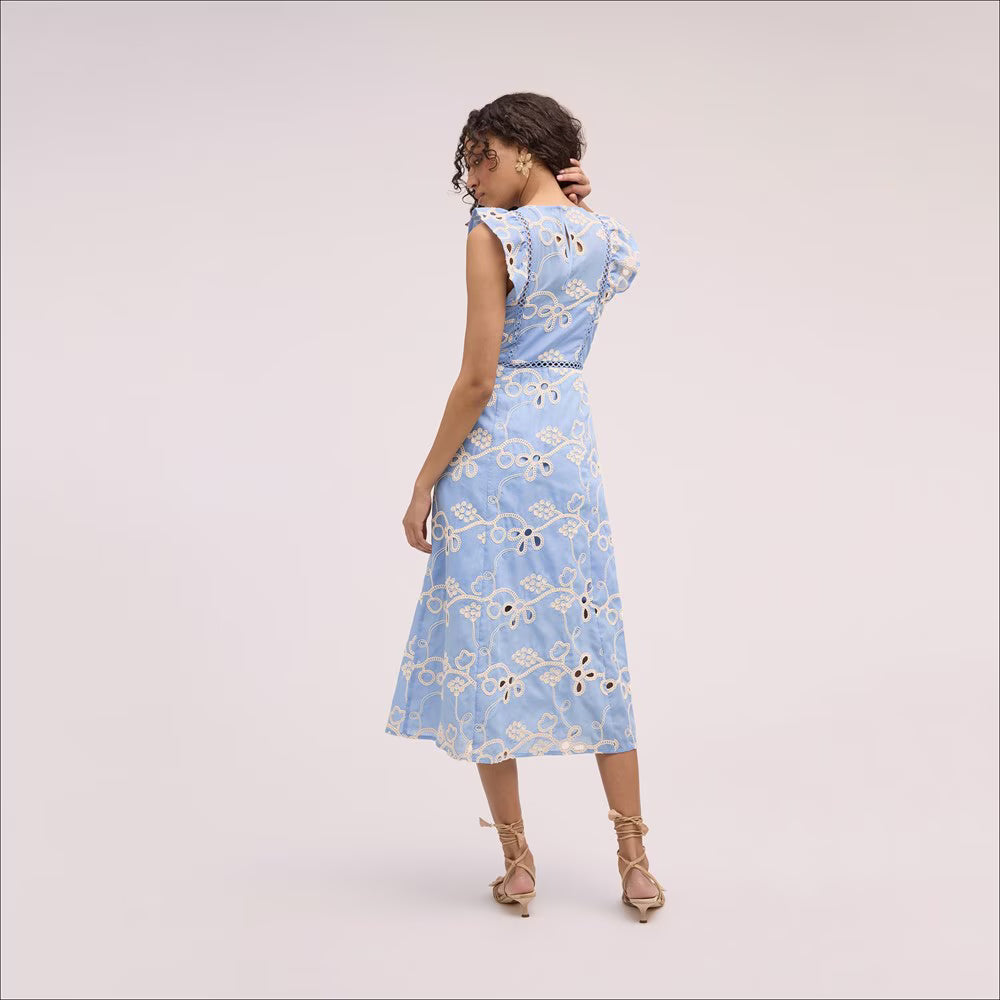 Rope Embroidery Eyelet Maxi Dress