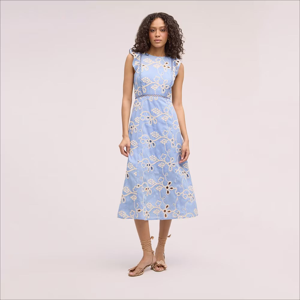 Rope Embroidery Eyelet Maxi Dress